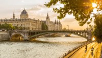 The Louvre Museum with its glass pyramid entrance in Paris