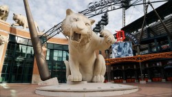 Tiger statue at the entrance of Comerica Park
